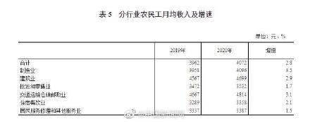 國(guó)家統(tǒng)計(jì)局：農(nóng)民工月均收入4072元